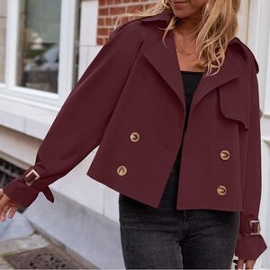 Women's Burgundy Double-Breasted Jacket